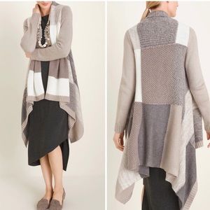 New Chico's Drape Front ColorBlock Cardigan Sweater Large Chico's‎ 2 Minimalist